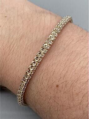 IBB SIGNED 925 STERLING SILVER UNIQUE WRAPPED CURB CHAIN BRACELET